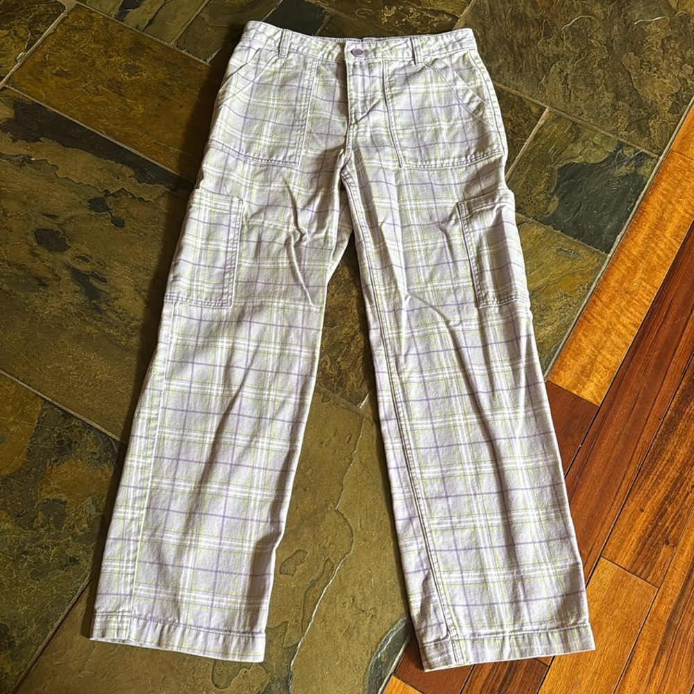 Cute purple and green plaid cargo pants.